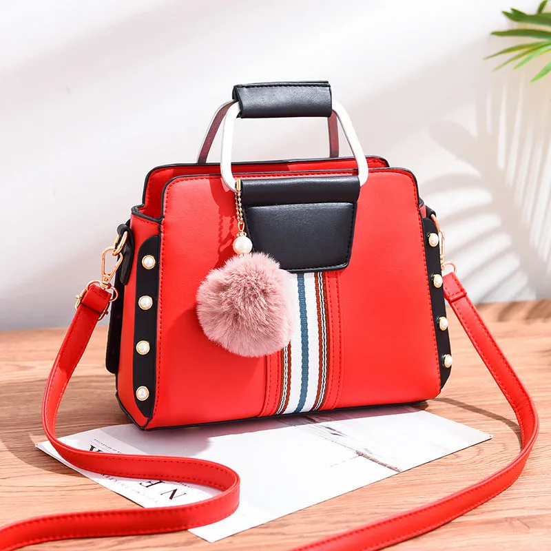 Women's soft PU leather shoulder bag with bead detail, flap shape, zip top, interior pocket, 24x12x18cm, mint colour