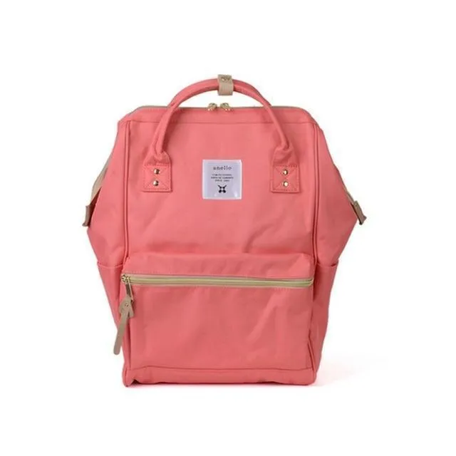Women backpack 39cm Japanese style school bag travel tote with zipper and side pockets in multiple colours