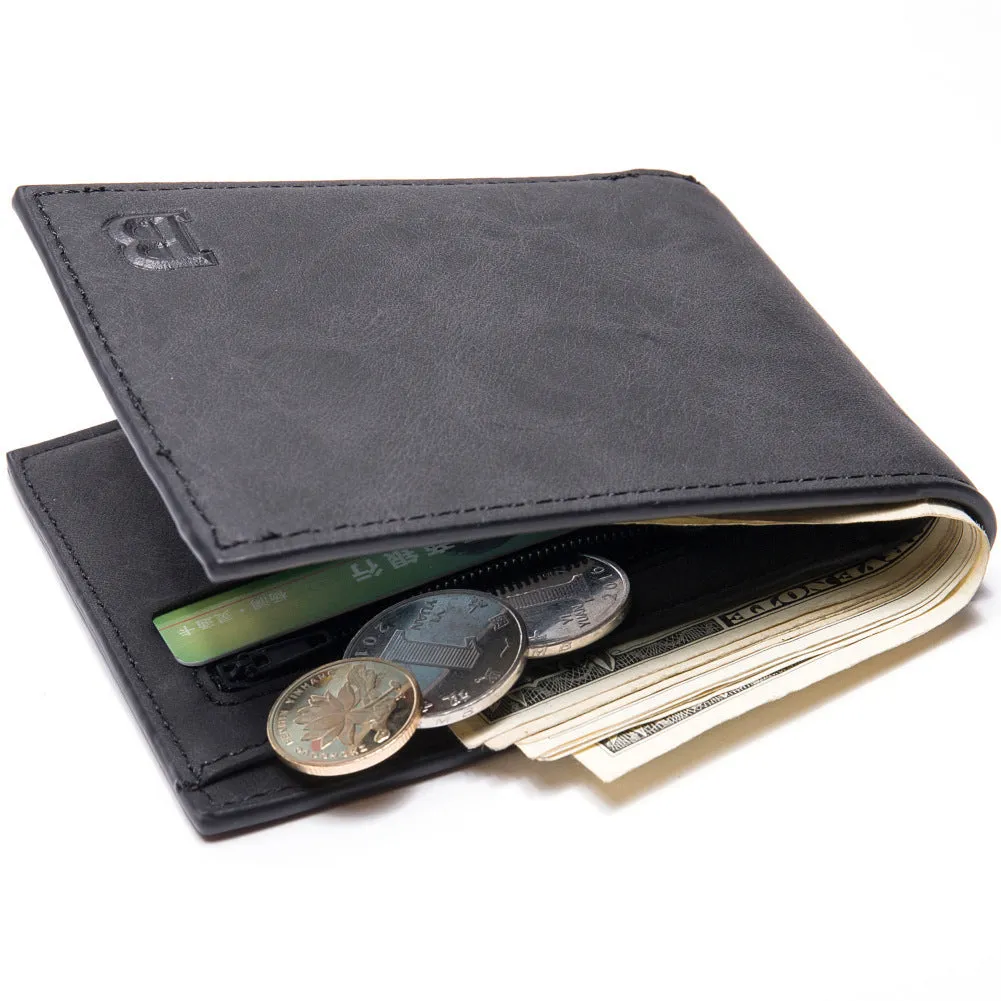 Baborry slim PU wallet with zippered coin bag and money clip in coffee colour