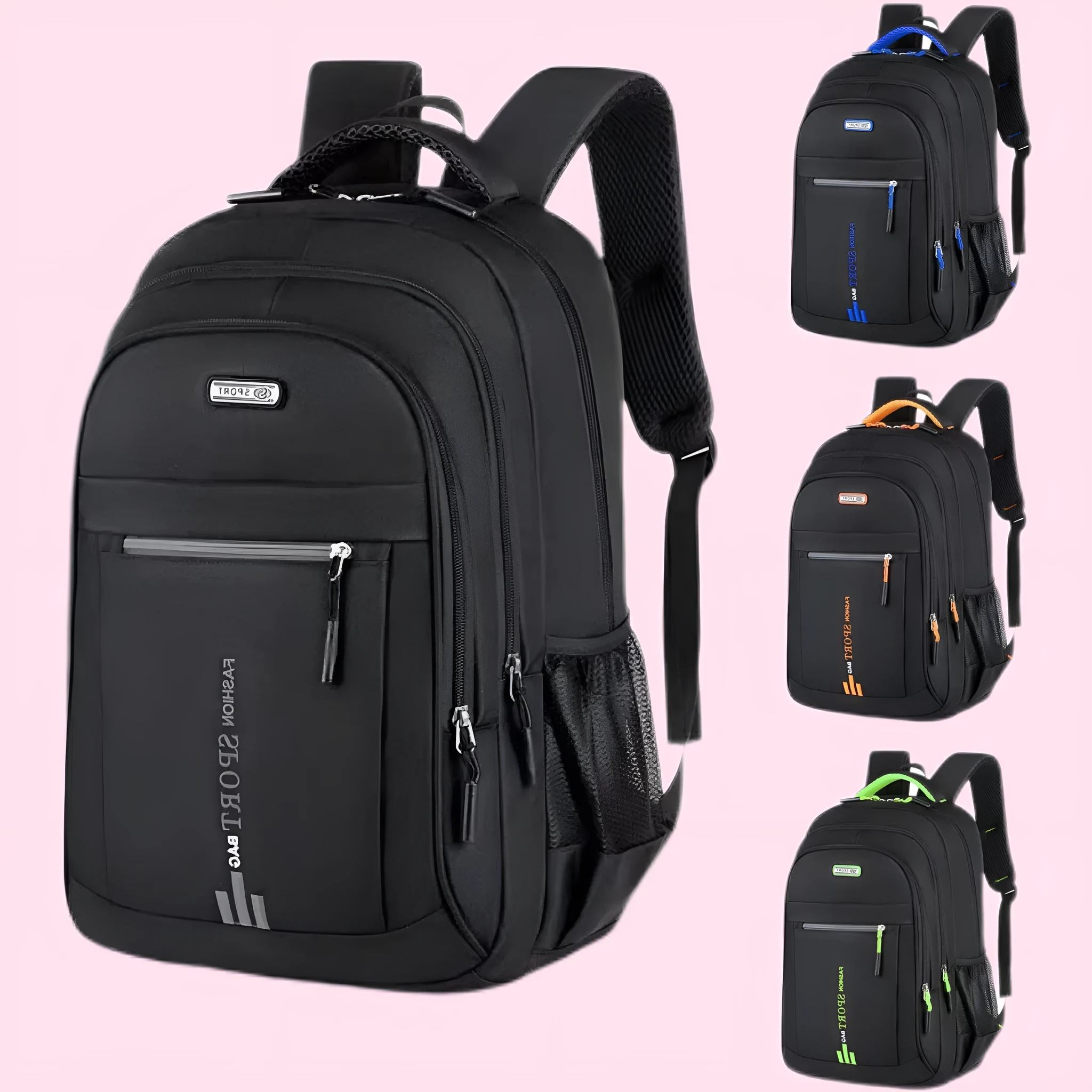 20-35 litre black Oxford cloth backpack with air pillow straps for business travel