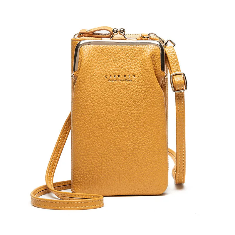 Compact diagonal shoulder bag in PU leather with lychee pattern, square vertical shape, 10x17x5cm, zipper closure