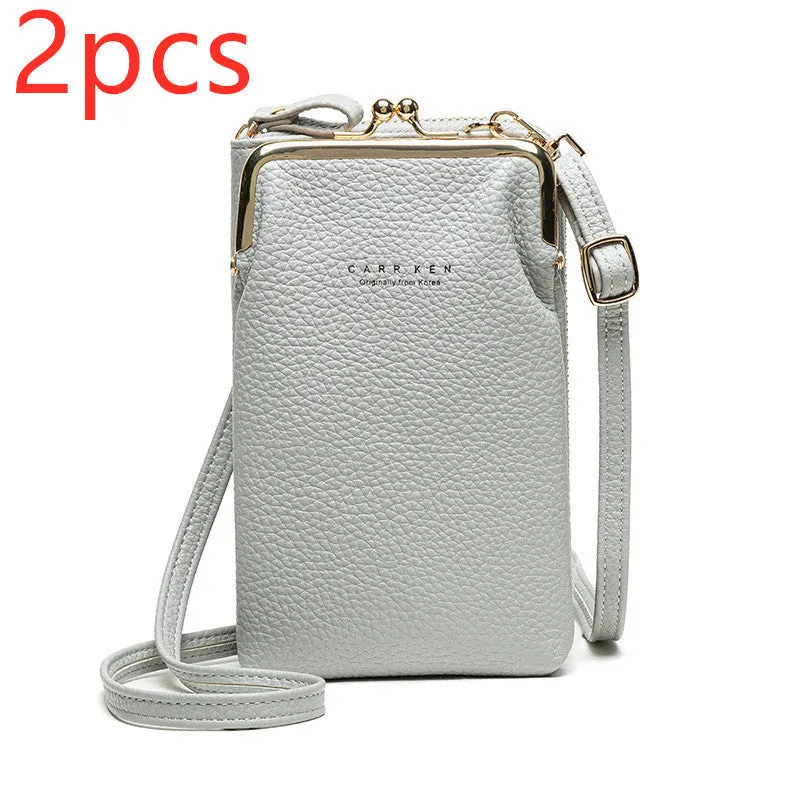 Compact diagonal shoulder bag in PU leather with lychee pattern, square vertical shape, 10x17x5cm, zipper closure
