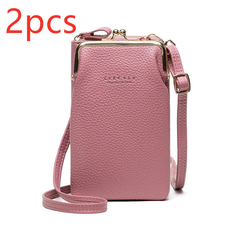 Compact diagonal shoulder bag in PU leather with lychee pattern, square vertical shape, 10x17x5cm, zipper closure