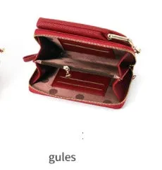 Compact diagonal shoulder bag in PU leather with lychee pattern, square vertical shape, 10x17x5cm, zipper closure