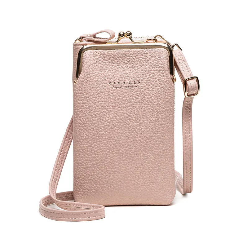 Compact diagonal shoulder bag in PU leather with lychee pattern, square vertical shape, 10x17x5cm, zipper closure