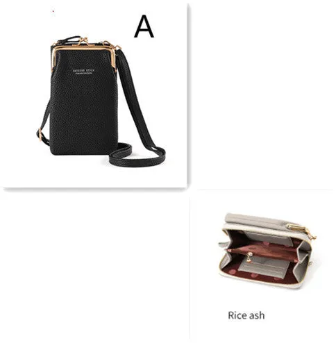 Compact diagonal shoulder bag in PU leather with lychee pattern, square vertical shape, 10x17x5cm, zipper closure