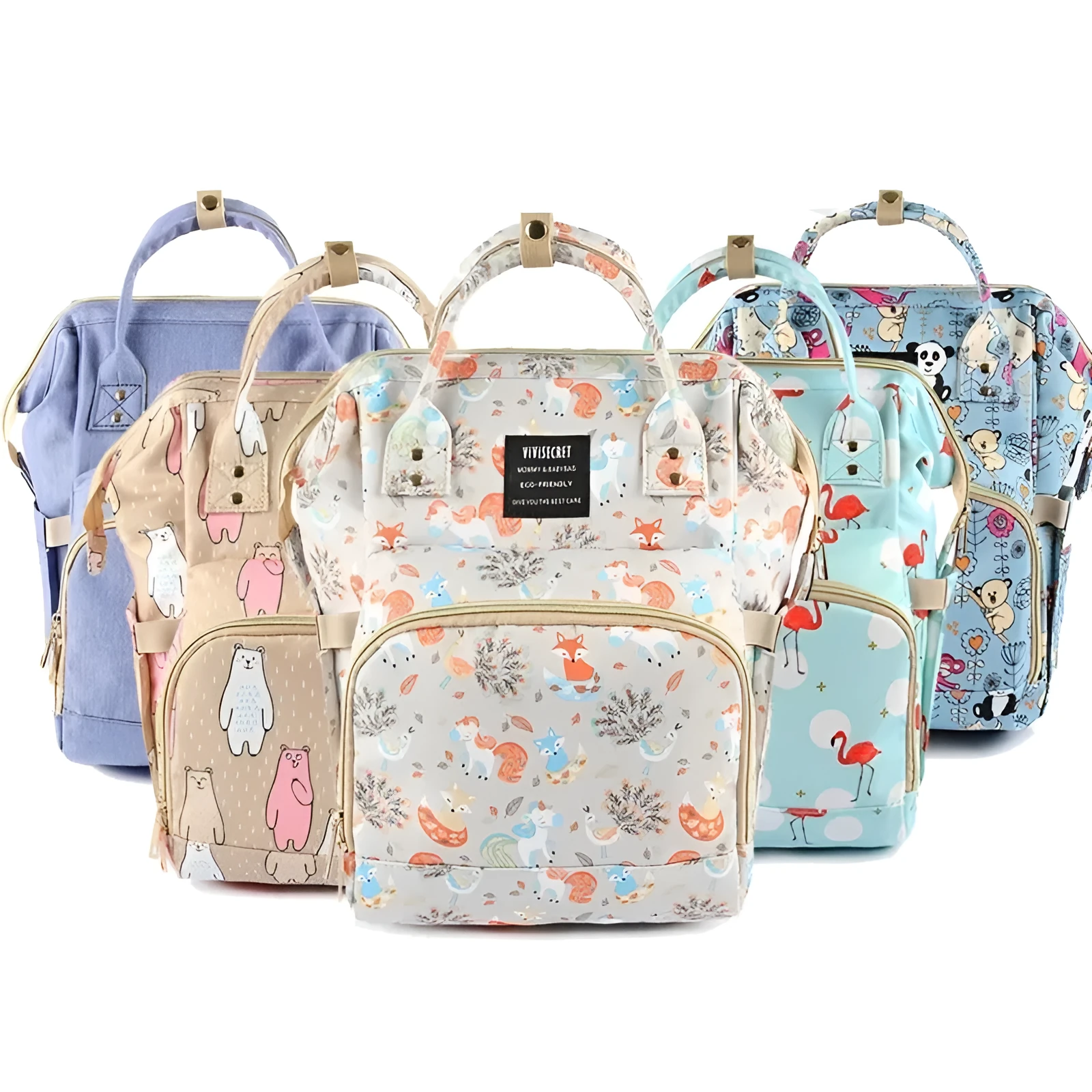 Waterproof composite fabric diaper bag backpack for moms 33cm x 15cm x 23cm with fashion print series