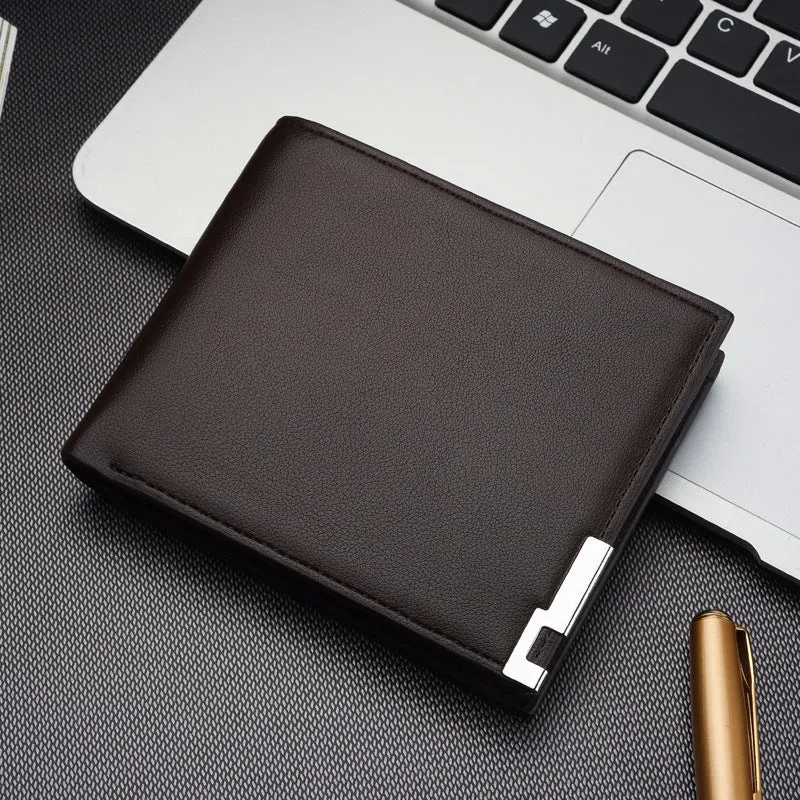 Men's slim PU business money wallet with card slots, 100x120x15mm, black colour