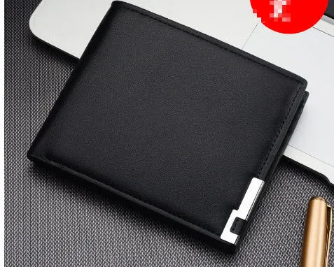 Men's slim PU business money wallet with card slots, 100x120x15mm, black colour