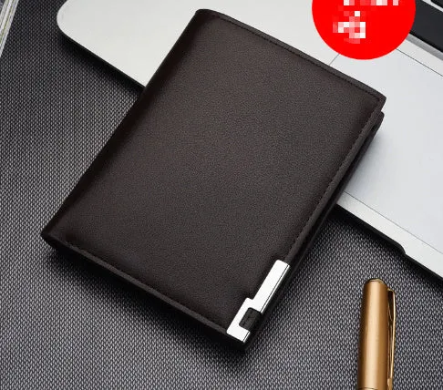 Men's slim PU business money wallet with card slots, 100x120x15mm, black colour
