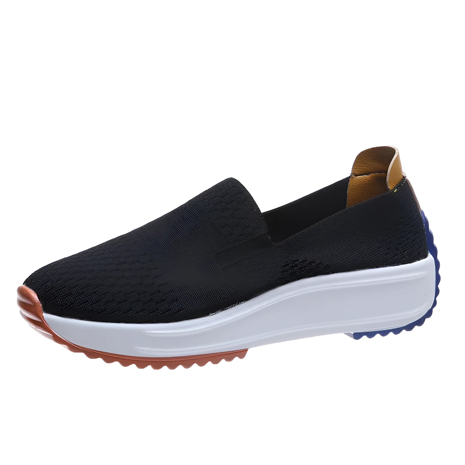 Women's lightweight mesh running shoes in white with composite sole, side view