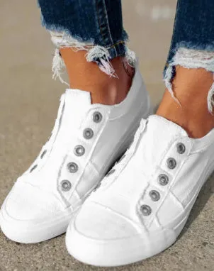 Women canvas lace-up sneakers in Blue Red and White colours with rubber sole