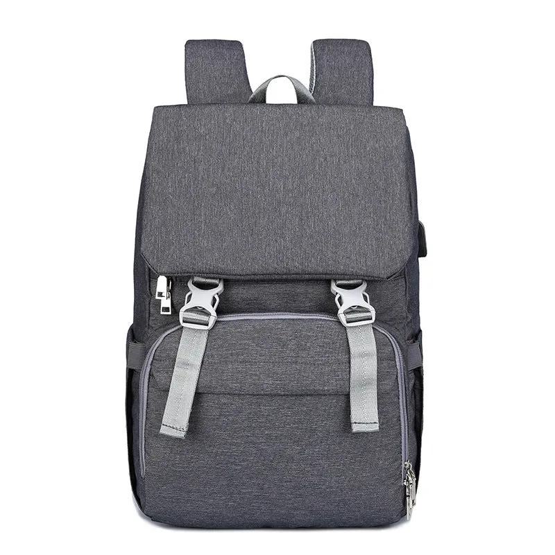 New style double shoulder mommy bag in black with USB port and large capacity