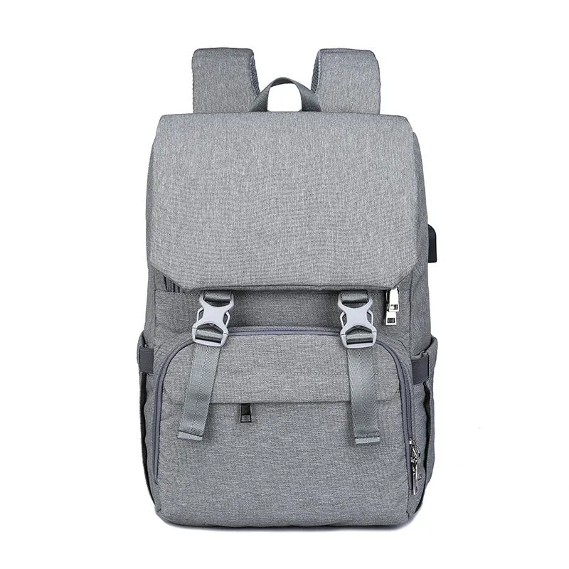 New style double shoulder mommy bag in black with USB port and large capacity