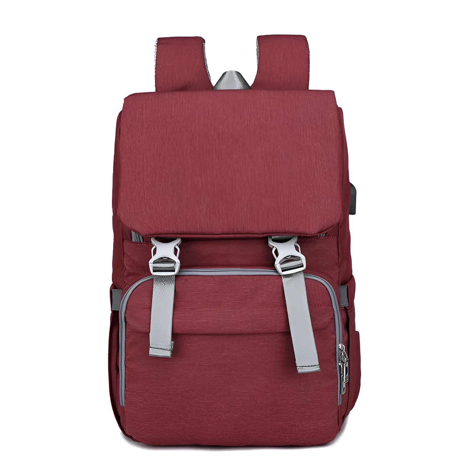 New style double shoulder mommy bag in black with USB port and large capacity