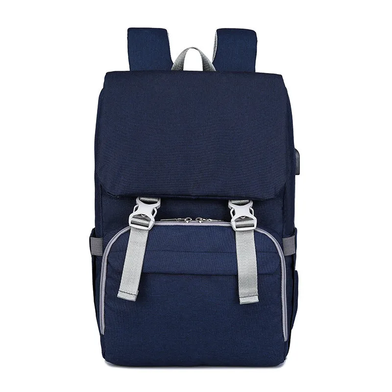 New style double shoulder mommy bag in black with USB port and large capacity