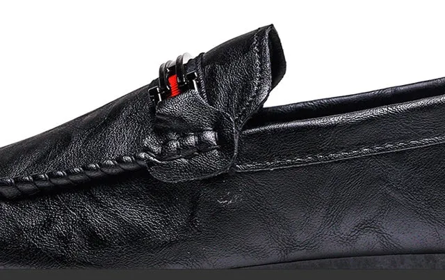 Men's Doudou casual shoes with black PU upper and rubber sole on a light background