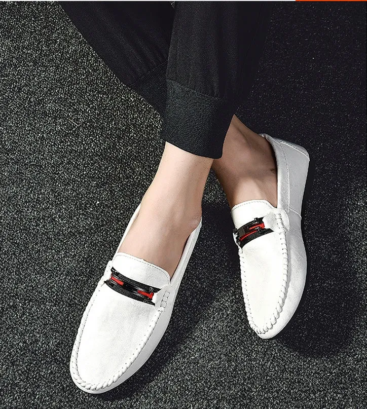 Men's Doudou casual shoes with black PU upper and rubber sole on a light background
