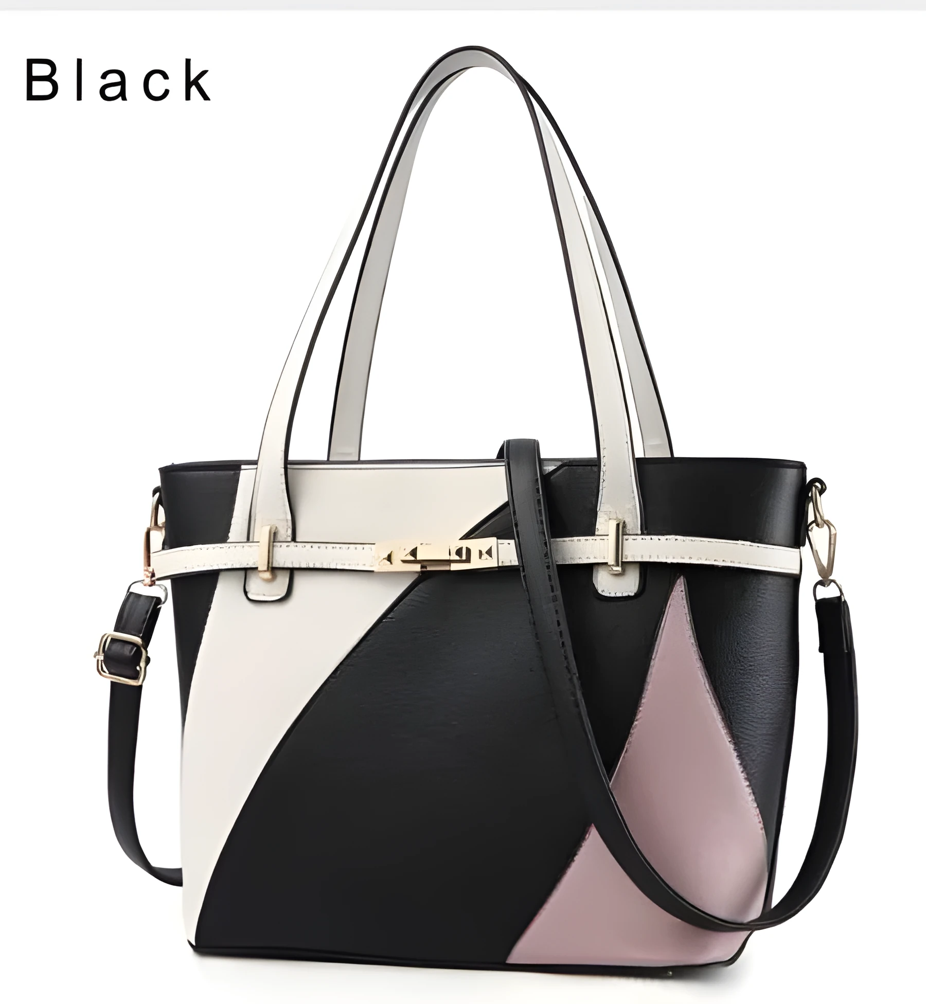 Women's large capacity crossbody bag in black with zip closure and adjustable strap