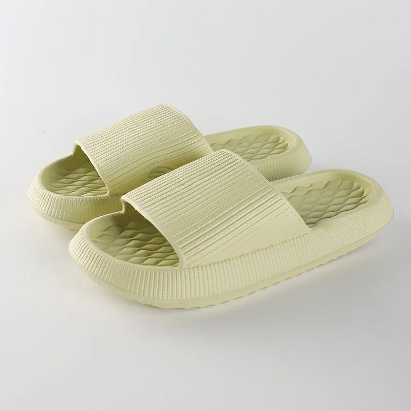 Women's solid colour EVA slippers with rhombus stripe pattern and anti-slip sole, pink colour