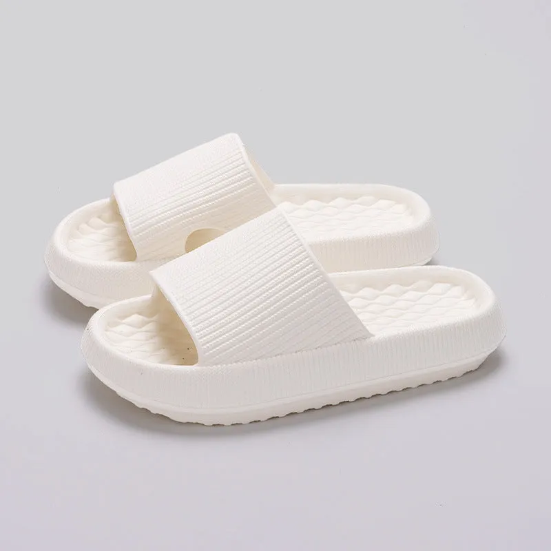 Women's solid colour EVA slippers with rhombus stripe pattern and anti-slip sole, pink colour