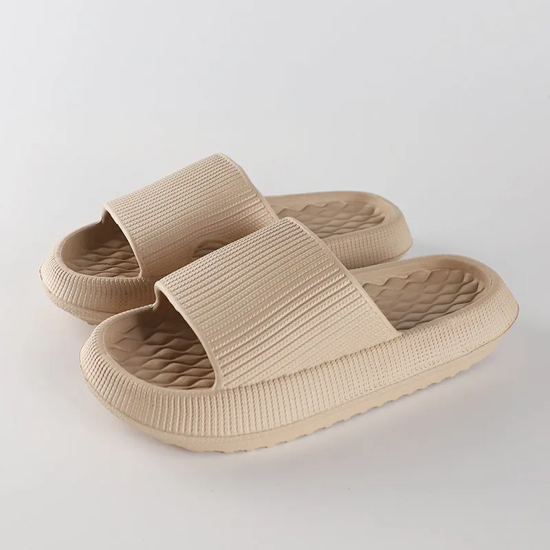 Women's solid colour EVA slippers with rhombus stripe pattern and anti-slip sole, pink colour