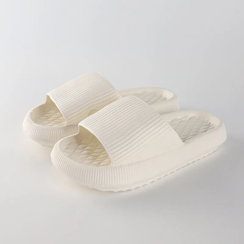 Women's solid colour EVA slippers with rhombus stripe pattern and anti-slip sole, pink colour