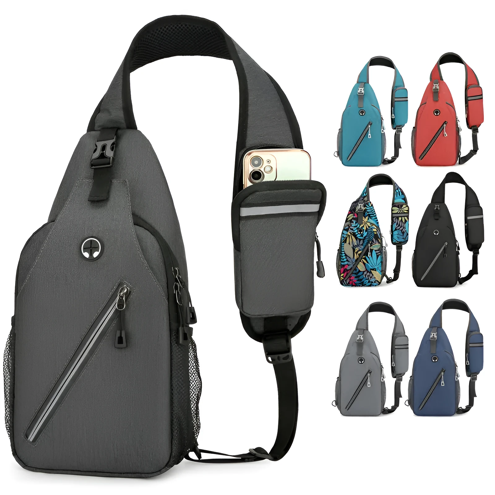 Multifunctional men's shoulder crossbody bag in hard-wearing oxford cloth, large capacity, multiple colour options