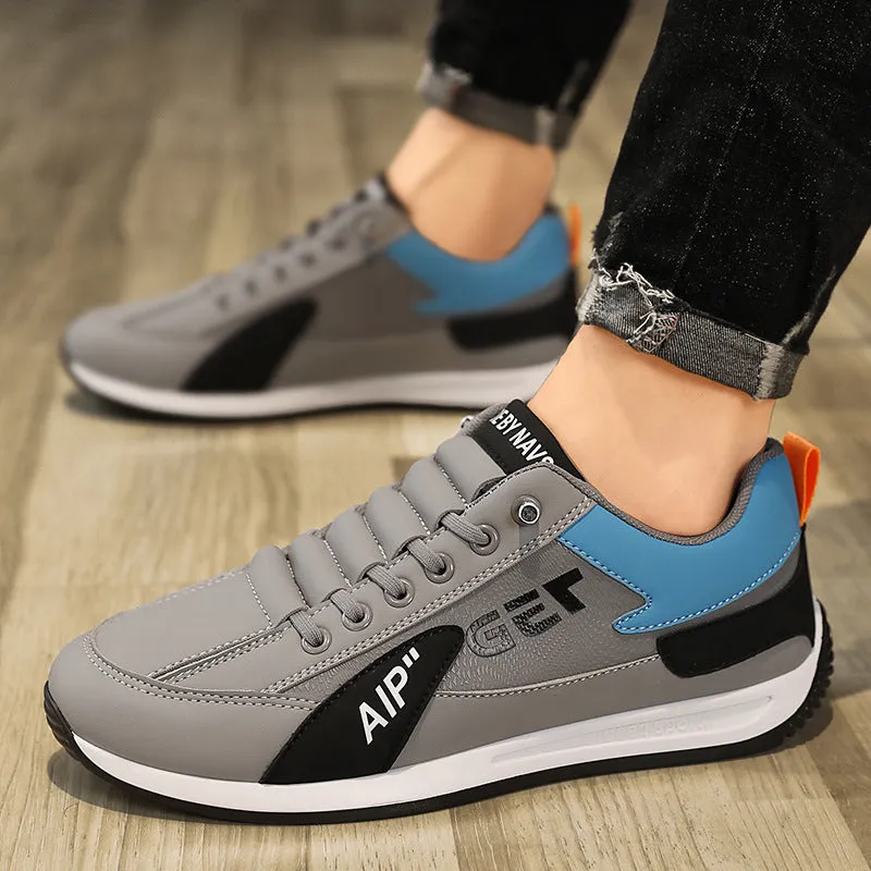 Men sports flat shoes with breathable mesh upper in black, low-top design, non-slip sole