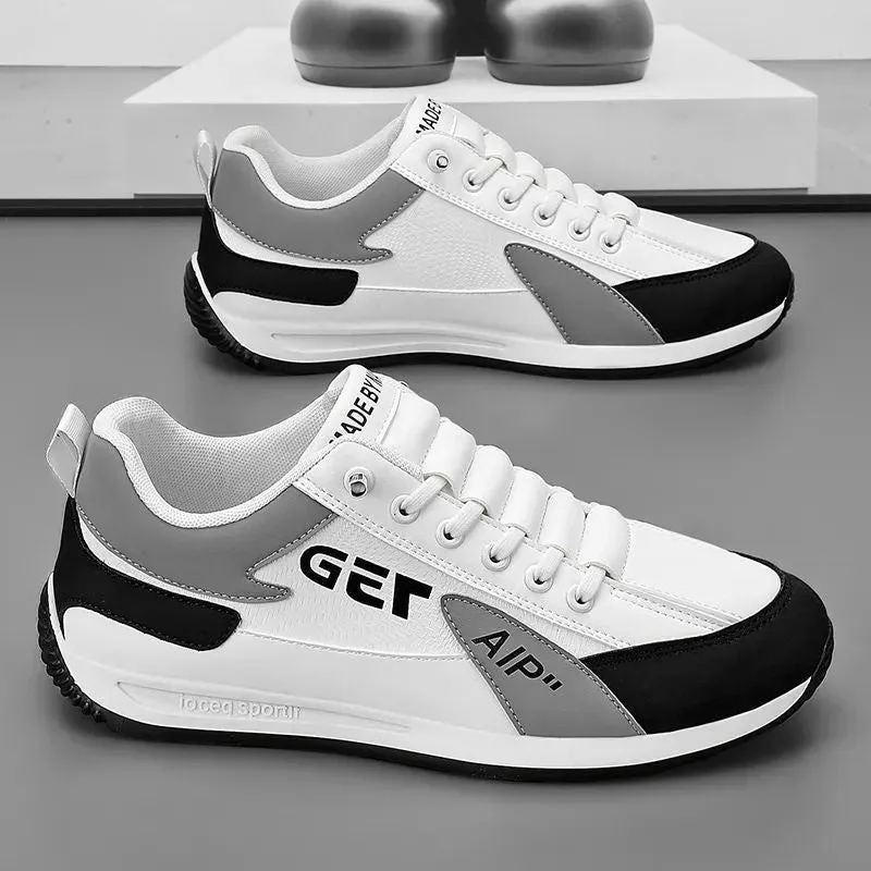 Men sports flat shoes with breathable mesh upper in black, low-top design, non-slip sole
