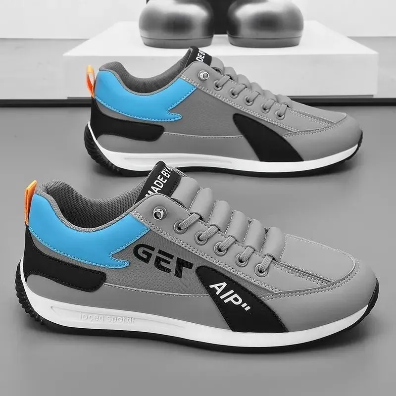 Men sports flat shoes with breathable mesh upper in black, low-top design, non-slip sole