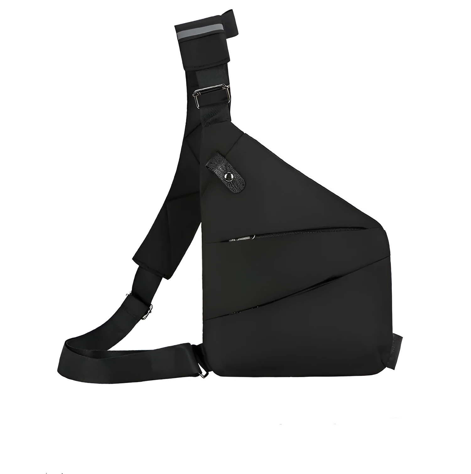 Men's canvas shoulder chest pack bag 20-35L black left shoulder style with zipper closure