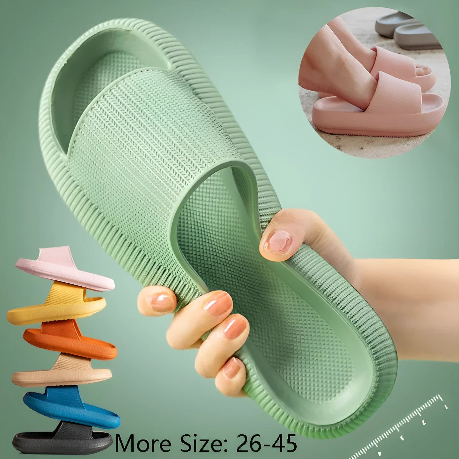 EVA flip flops slippers for women men soft anti-skid sole thick 3.5cm bathroom wear