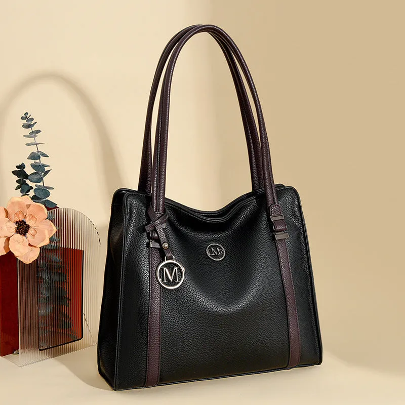 Women's genuine leather retro style crossbody bag in horizontal square shape with double straps