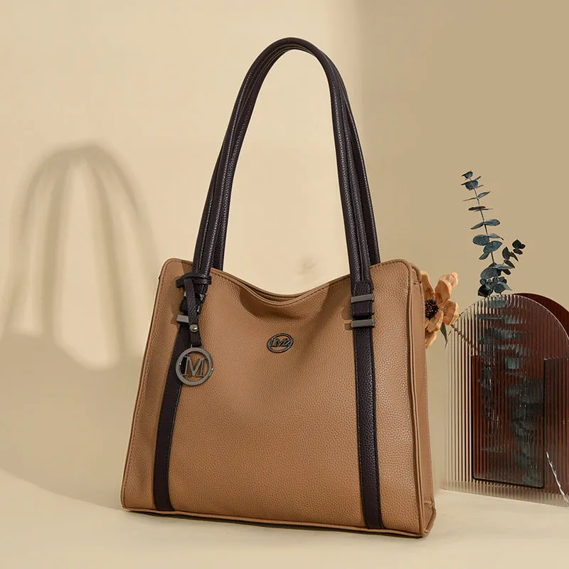 Women's genuine leather retro style crossbody bag in horizontal square shape with double straps