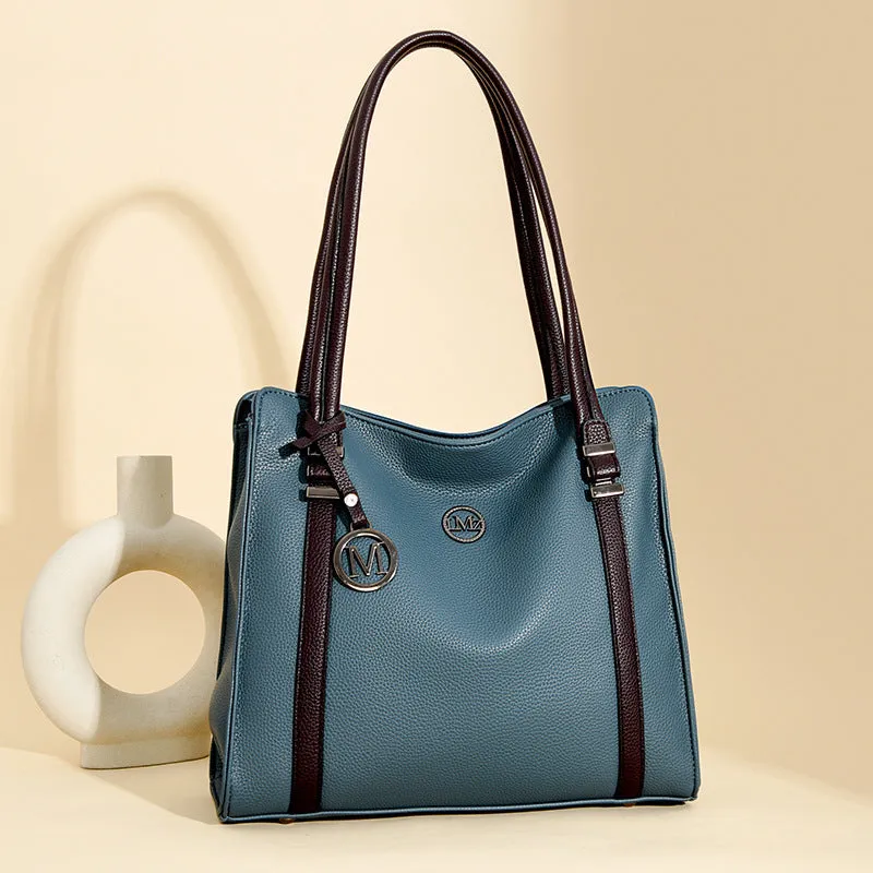 Women's genuine leather retro style crossbody bag in horizontal square shape with double straps