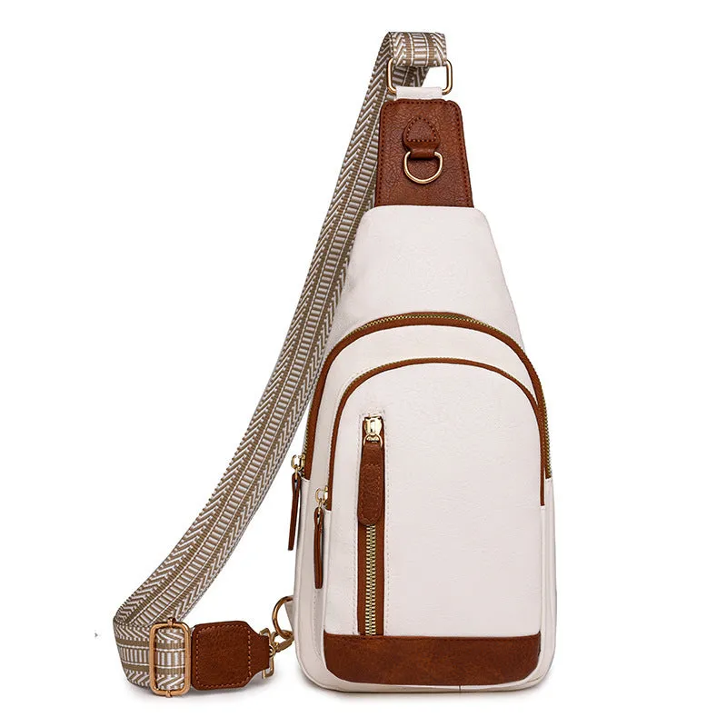 Soft brown PU leather women's crossbody messenger bag with an open front pocket and adjustable strap.