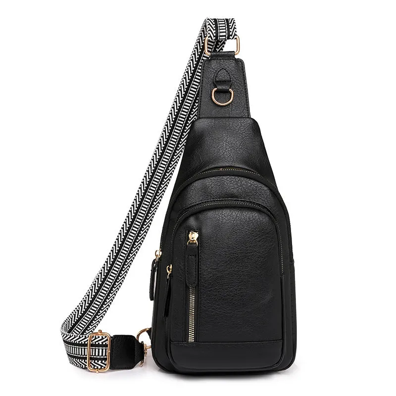 Soft brown PU leather women's crossbody messenger bag with an open front pocket and adjustable strap.