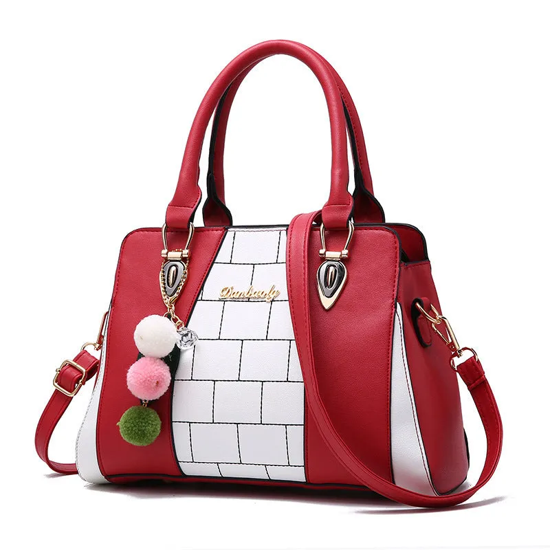 Large horizontal square PU shoulder bag for women with car suture design, zipper closure, and multiple internal pockets