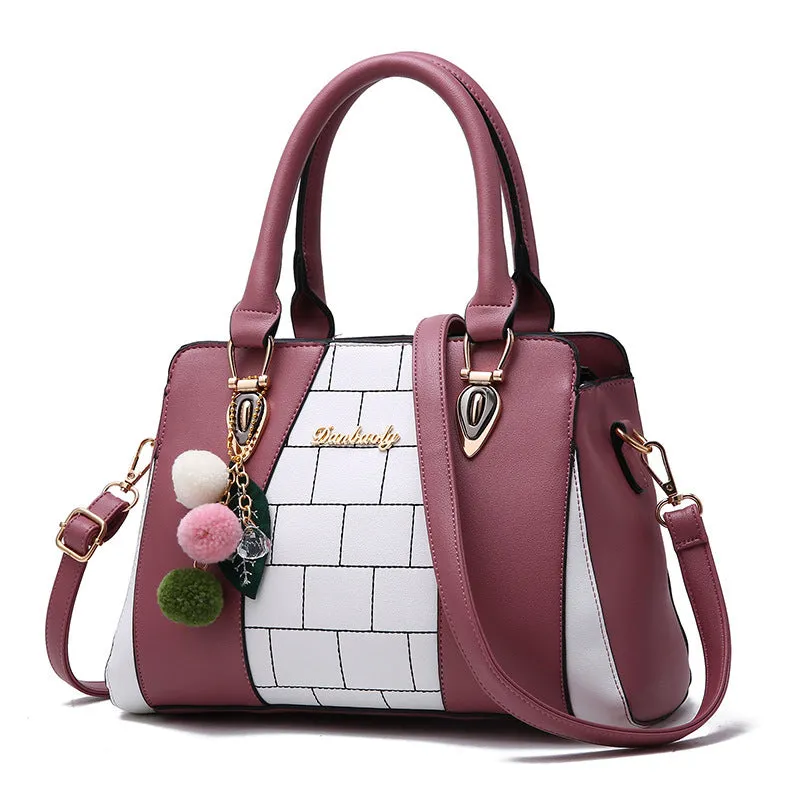 Large horizontal square PU shoulder bag for women with car suture design, zipper closure, and multiple internal pockets
