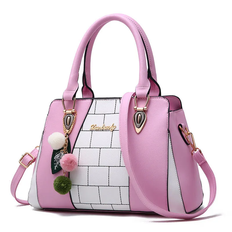 Large horizontal square PU shoulder bag for women with car suture design, zipper closure, and multiple internal pockets