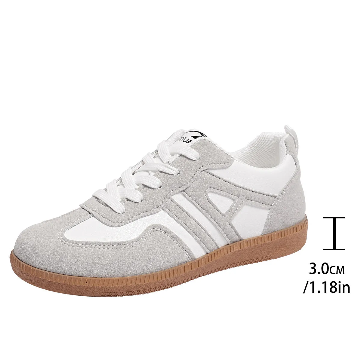 Women's retro colour matching lace-up jogging shoes in black, showing low-top design and platform heel.