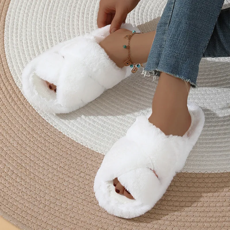Suede slippers for men and women open-toe non-slip EVA sole indoor footwear