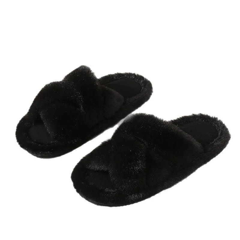 Suede slippers for men and women open-toe non-slip EVA sole indoor footwear