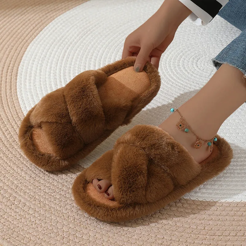 Suede slippers for men and women open-toe non-slip EVA sole indoor footwear