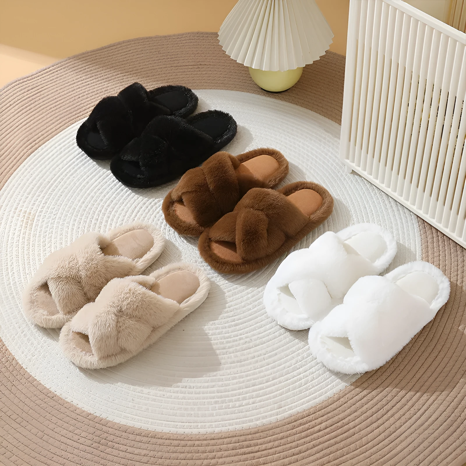 Suede slippers for men and women open-toe non-slip EVA sole indoor footwear