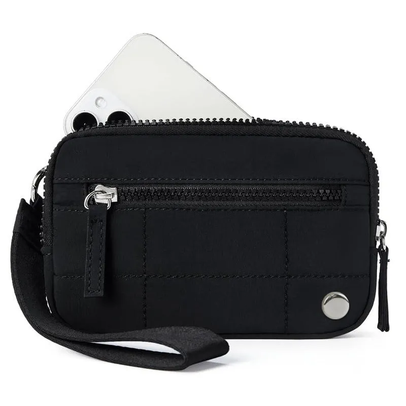 Waterproof quilted women's handbag with transparent deck section in solid colour