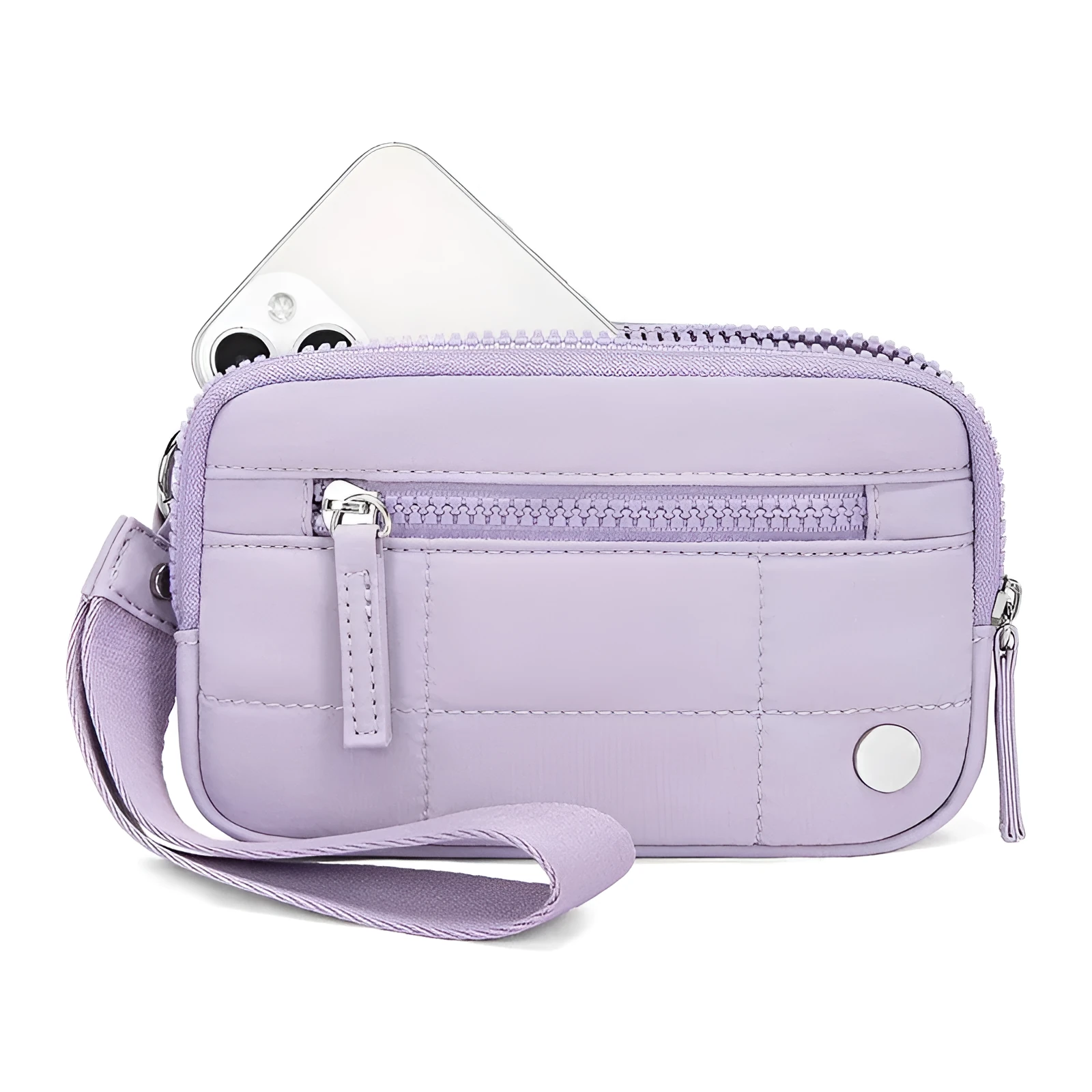 Waterproof quilted women's handbag with transparent deck section in solid colour