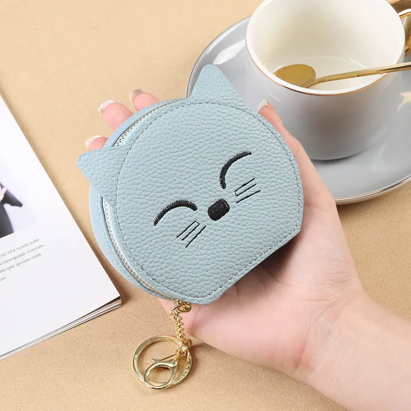 Cartoon cat women's handbag in horizontal square shape, eight colour options, PU material, includes wallet