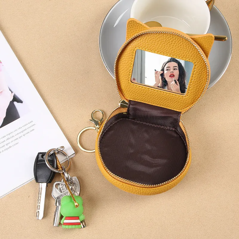 Cartoon cat women's handbag in horizontal square shape, eight colour options, PU material, includes wallet